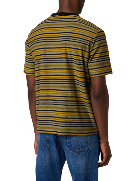 Paul Smith Cotton Regular Fit Stripe T-Shirt, Olive Green - view 2, Olive Green