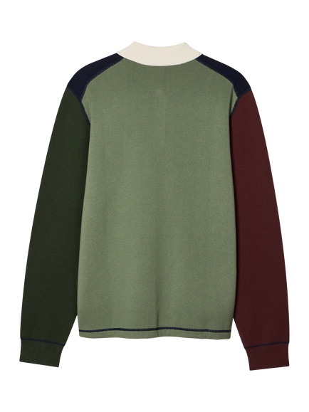 Paul Smith Colour Block Cotton Merino Wool Blend Polo Shirt, Very Dark Navy - view 2, Very Dark Navy