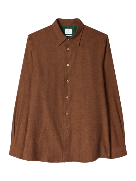 Paul Smith Pure Cotton Regular Fit Long Sleeve Shirt, Bottle Green, Dark Orange