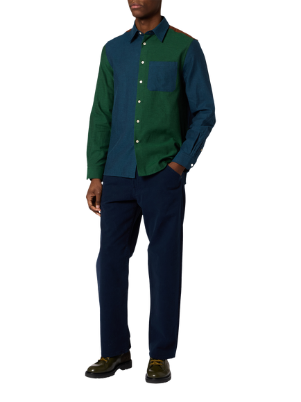 Paul Smith Colour Block Cotton Shirt, Petrol Blue, Petrol Blue