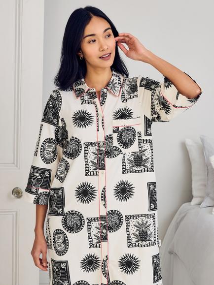 Chelsea Peers Stamp and Tile Nightshirt, Off White - view 2, Off White