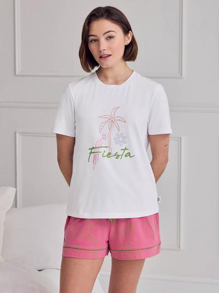 Chelsea Peers Fiesta Graphic Jersey Short Pyjama Set, Pink, Pink