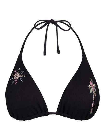 Chelsea Peers Embroidered Triangle Bikini Top, Black, Black