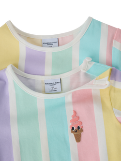 Polarn O. Pyret Striped Drop Waist Dress, Pink - view 2, Pink