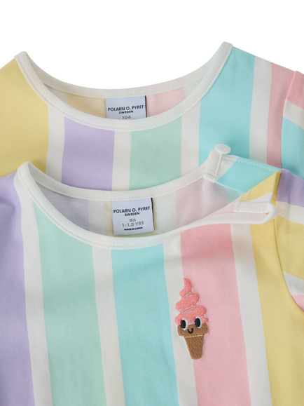 Polarn O. Pyret Striped Drop Waist Dress, Pink - view 2, Pink