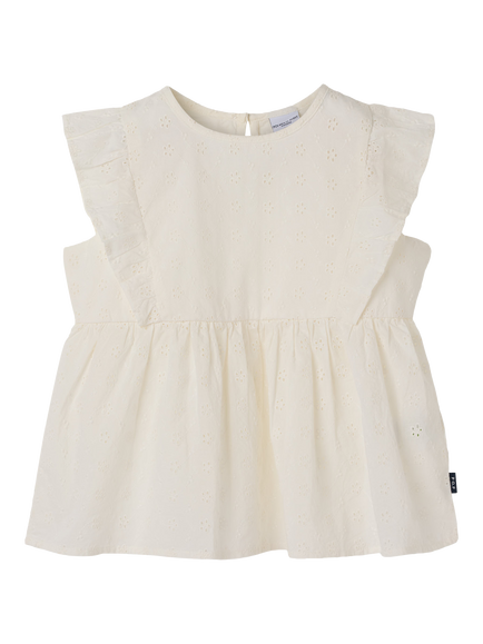 Polarn O. Pyret Kids' Broderie Blouse, White, White