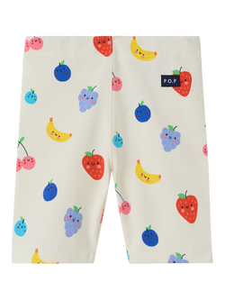 Polarn O. Pyret Kids' Fruit Print Cycling Shorts, White, White