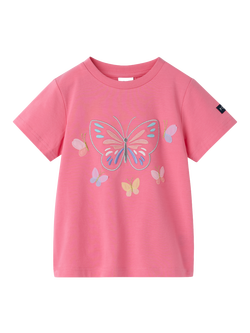 Polarn O. Pyret Kids' Short Sleeve Butterfly T-Shirt, Pink, Pink