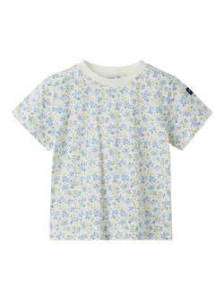 Polarn O. Pyret Kids' Floral T-Shirt, Blue, Blue