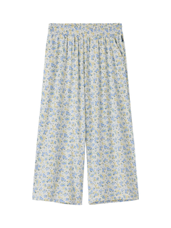 Polarn O. Pyret Kids' Floral Wide Leg Trousers, Blue, Blue