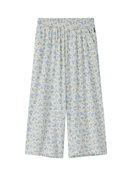 Polarn O. Pyret Kids' Floral Wide Leg Trousers, Blue, Blue