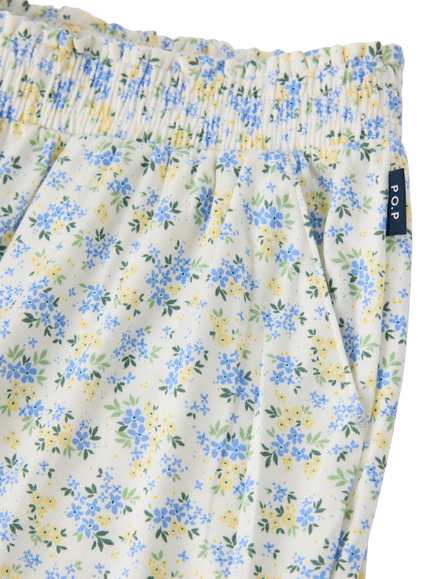 Polarn O. Pyret Kids' Floral Wide Leg Trousers, Blue - view 2, Blue
