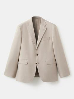 Mango Slim Fit Single Breasted Blazer, Beige, Beige