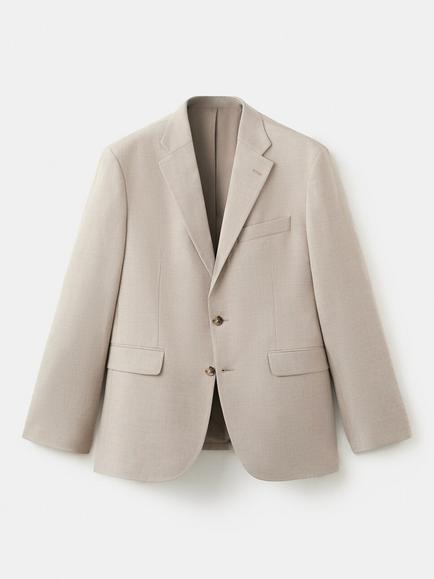 Mango Slim Fit Single Breasted Blazer, Beige, Beige