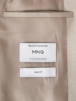 Mango Slim Fit Single Breasted Blazer, Beige - view 2, Beige