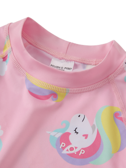 Polarn O. Pyret Kids' UV Unicorn Print Rash Swim Vest Top, Pink - view 2, Pink