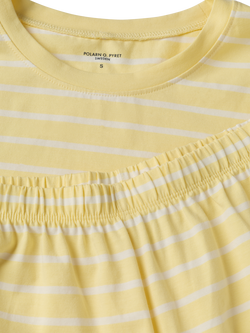 Polarn O. Pyret Kids' Striped Shortie Pyjamas, Yellow - view 2, Yellow