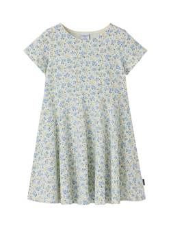 Polarn O. Pyret Kids' Floral Spin Dress, Blue, Blue
