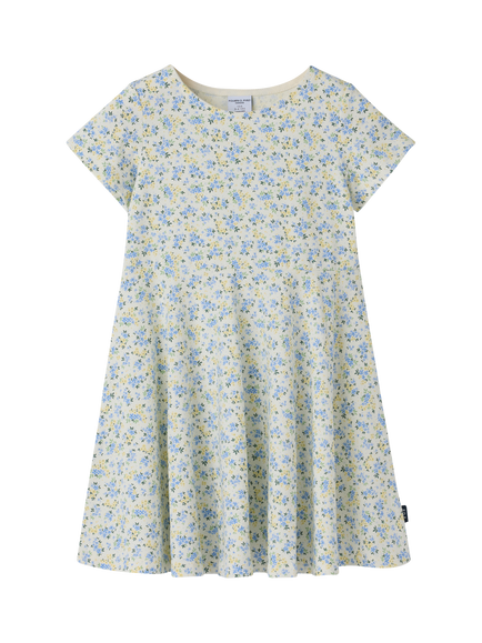 Polarn O. Pyret Kids' Floral Spin Dress, Blue, Blue