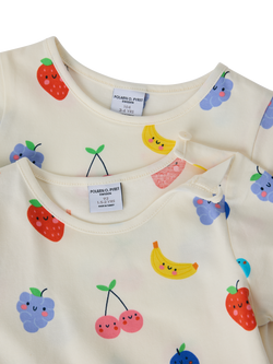 Polarn O. Pyret Kids' Fruit Print Short Sleeve Drop Waist Dress, White - view 2, White