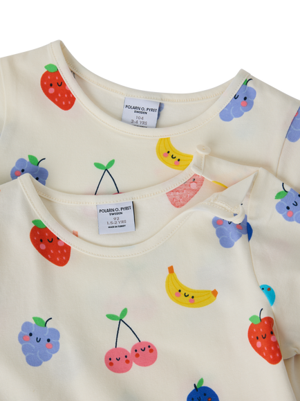 Polarn O. Pyret Kids' Fruit Print Short Sleeve Drop Waist Dress, White - view 2, White