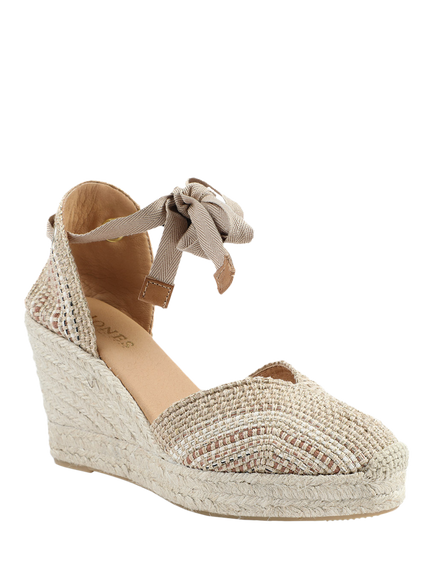 Jones Bootmaker Alyssa Wedge Espadrille Sandals, Beige/Multi - view 2, Beige/Multi
