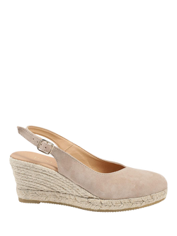 Jones Bootmaker Cedrica Wide Fit Suede Wedge Heel Slingback Sandals, Sand