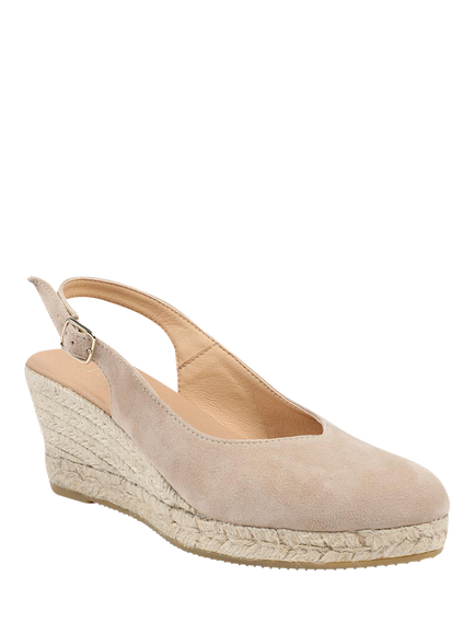 Jones Bootmaker Cedrica Wide Fit Suede Wedge Heel Slingback Sandals - view 2, Sand