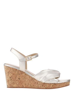 Jones Bootmaker Iva Leather Wedge Heel Sandals, Gold, Gold