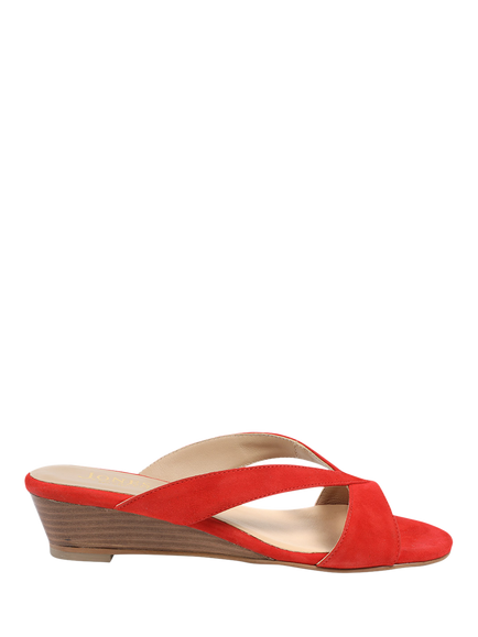 Jones Bootmaker Klevina2 Leather Open Toe Wedge Mules, Red