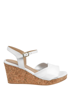 Jones Bootmaker Iva Leather Wedge Heel Sandals, White, White