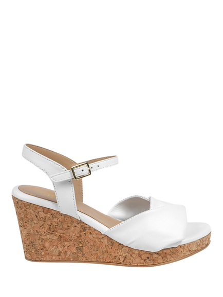 Jones Bootmaker Iva Leather Wedge Heel Sandals, White, White