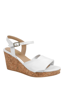 Jones Bootmaker Iva Leather Wedge Heel Sandals, White - view 2, White