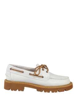 Jones Bootmaker Perdita Leather Platform Moccasins, White, White