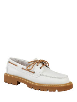 Jones Bootmaker Perdita Leather Platform Moccasins, White - view 2, White