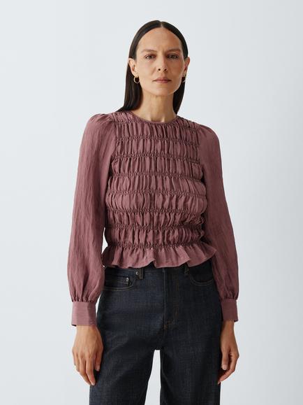 AND/OR Jolie Smocked Blouse, Rose, Rose