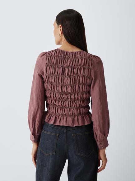 AND/OR Jolie Smocked Blouse, Rose - view 2, Rose