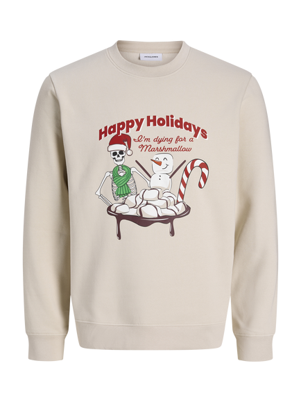 Jack & Jones Kids' Skeleton Christmas Graphic Sweatshirt, moonbeam, Moonbeam