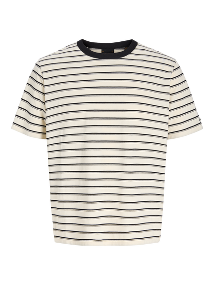 Jack & Jones Kids' JJAXEL Short Sleeve T-Shirt, White Stripe, White Stripe