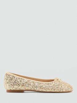 Mango Kids' Glitter Ballet Flats, Gold, Gold