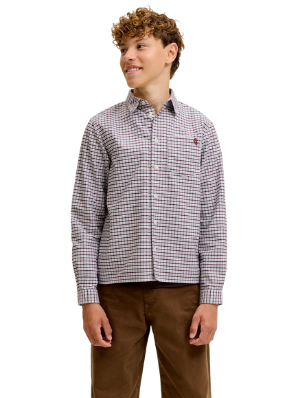 Jack & Jones Kids' Long Sleeve Oxford Shirt, Choc Truffle, Choc Truffle