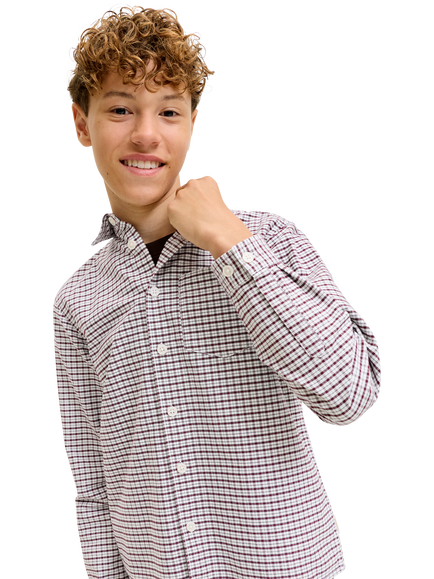 Jack & Jones Kids' Long Sleeve Oxford Shirt, Choc Truffle - view 2, Choc Truffle