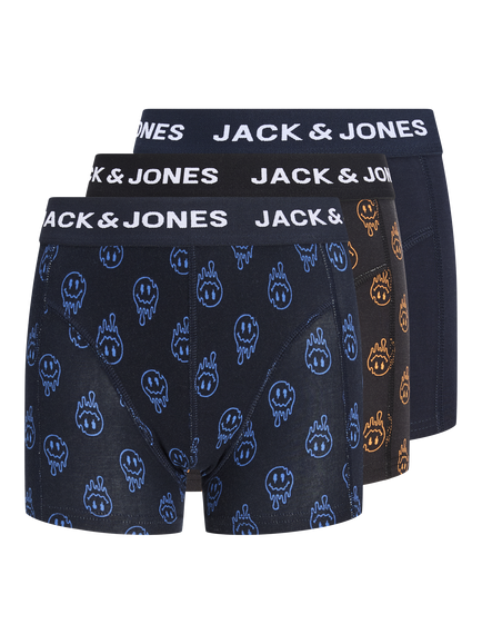 Jack & Jones Kids' Cotton Blend Trunks, Pack of 3, Black, Black