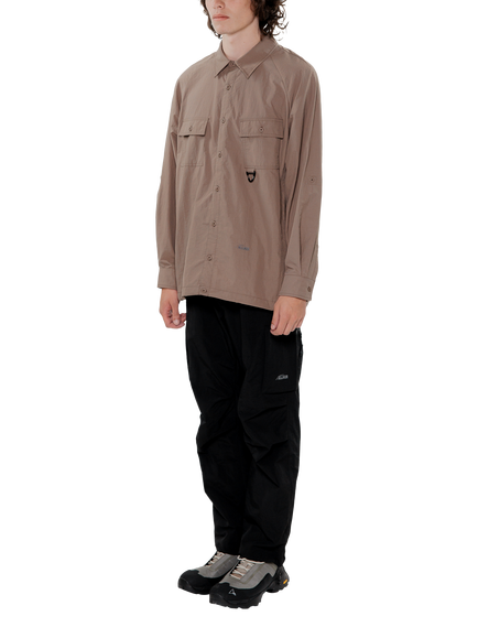 ELLIKER Alston Long Sleeve Regular Fit Tech Shirt, Dark Taupe