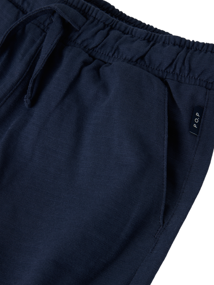 Polarn O. Pyret Kids' Pure Cotton Drawstring Shorts, Blue - view 2, Blue