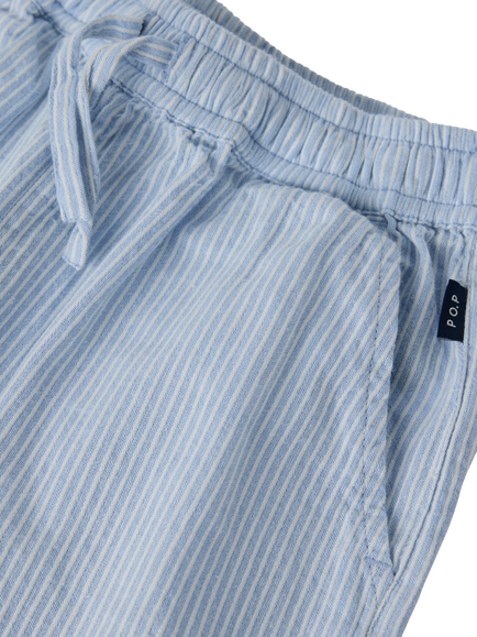 Polarn O. Pyret Kids' Striped Tie Waist Shorts, Brunnerra Blue - view 2, Brunnerra Blue