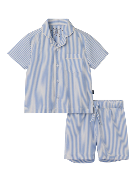 Polarn O. Pyret Kids' Striped Shortie Pyjamas, Blue, Blue