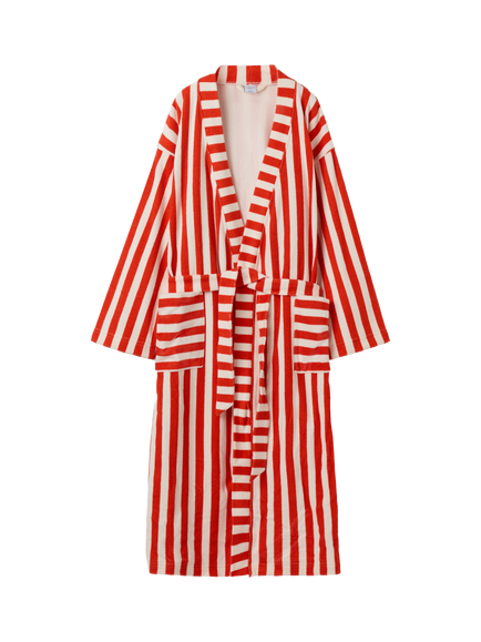 Polarn O. Pyret Kids' Striped Terry Dressing Gown, Spicy Orange, Spicy Orange