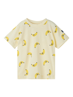 Polarn O. Pyret Kids' Banana Print T-Shirt, Yellow, Yellow