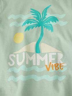 Polarn O. Pyret Kids' Beach Print T-Shirt, Green - view 2, Green